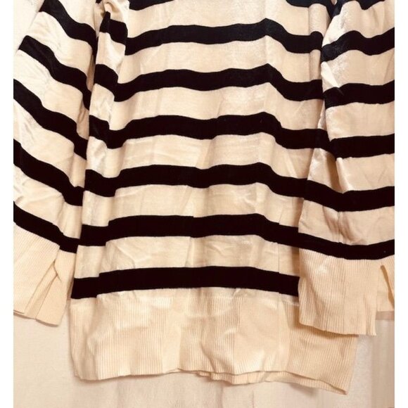Steve Madden Striped Turtleneck Oversize Flowy Knit Pullover Ribbed Sweater M - Picture 3 of 8